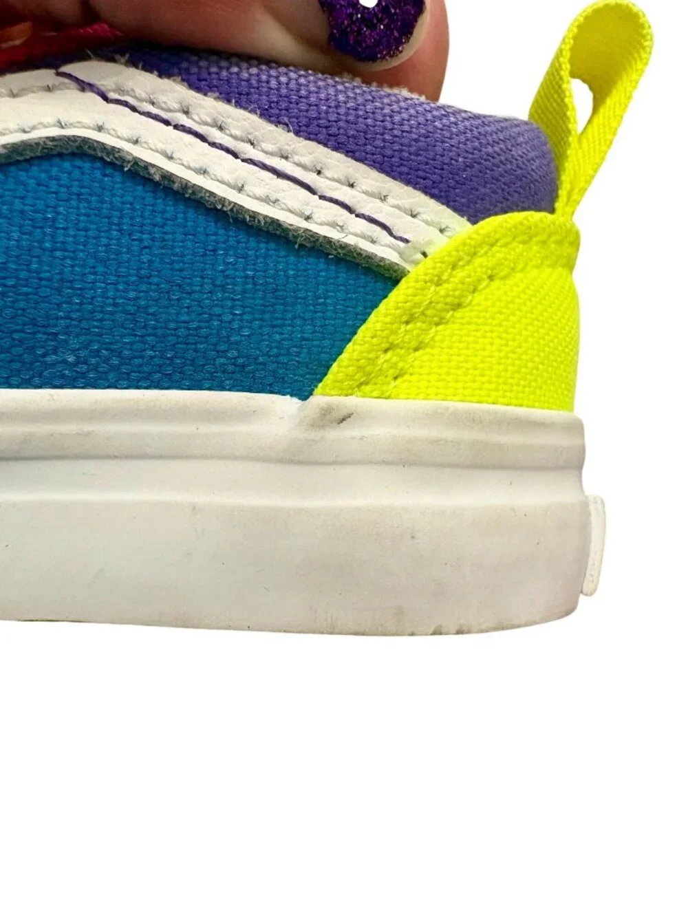 Vans Old Skool Elastic Toddler ColorBlock SlipOn Neon Multicolor Shoes Sz 5.0T - Picture 14 of 14